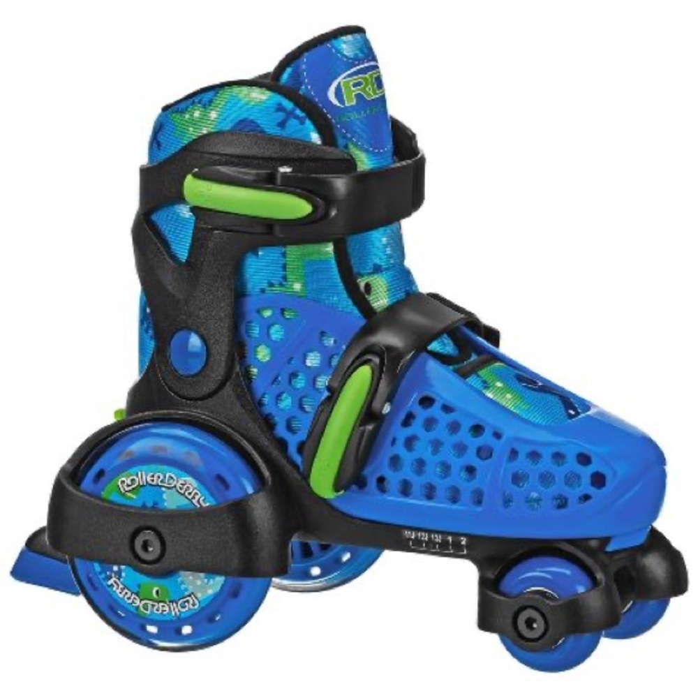 Blue and Green Kids Skates